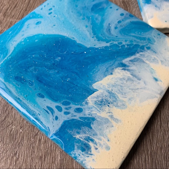 Beach theme tile coasters - Picture 3 of 6